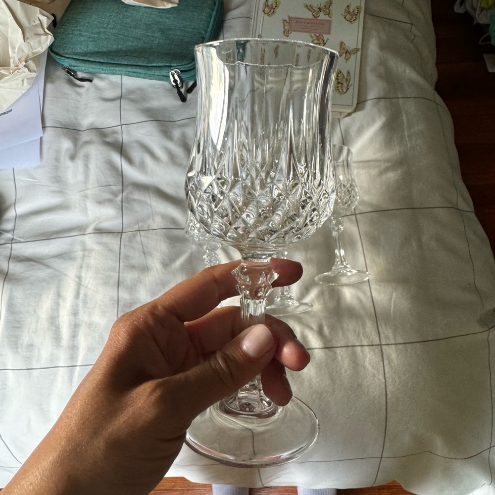 Anthropologie Clear Crystal Wine Glass